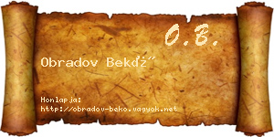 Obradov Bekő névjegykártya